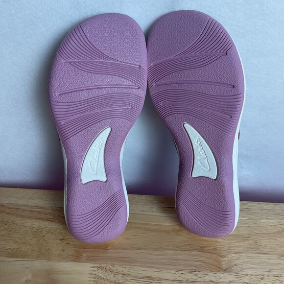Clarks Cloudsteppers Breeze Maye Slide Sandals Mauve and White US 8 Womens - Picture 11 of 12